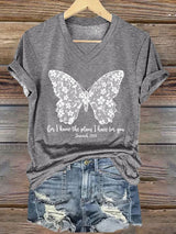 Women'S Casual I Know I Am For You Jeremiah 29:11 Cute Butterfly Christian Graphic Print Short Sleeve V Neck T-Shirt