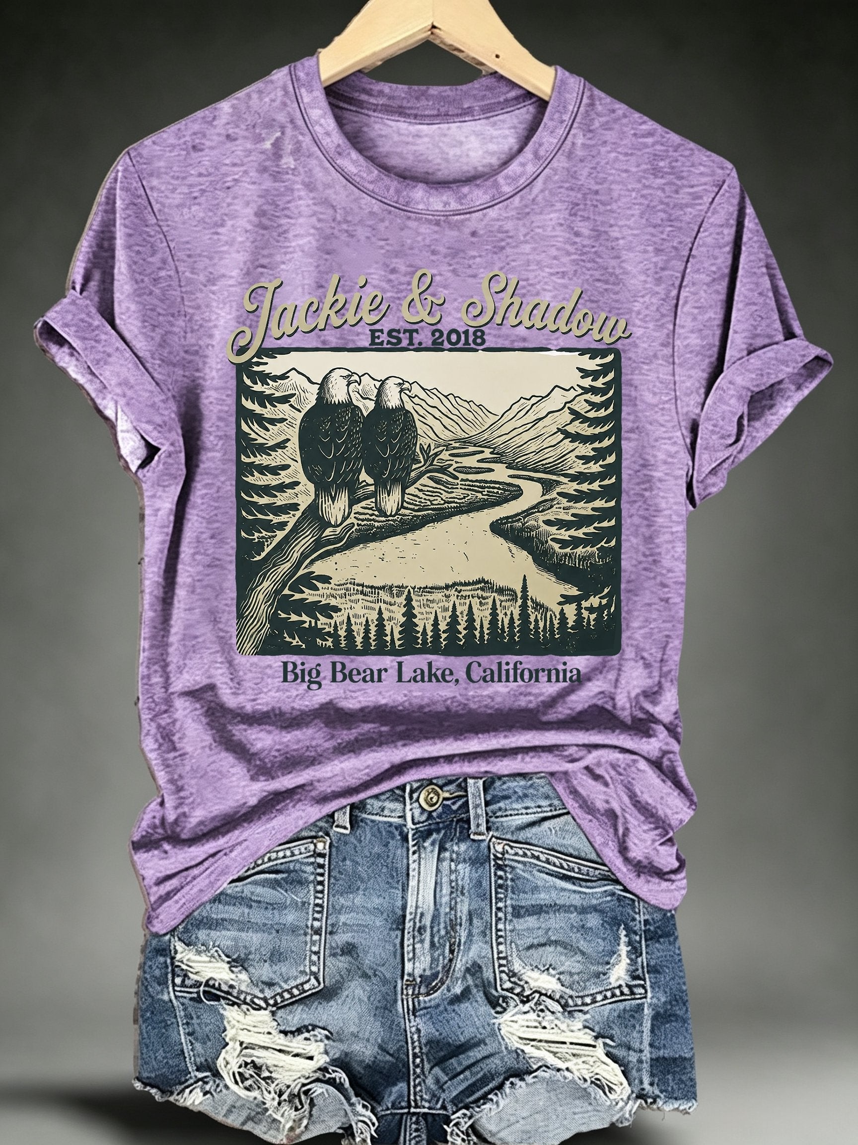 Women's JACKIE & SHADOW Print Crew-Neck T-Shirt
