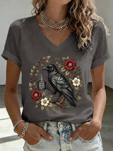 V-Neck Retro Is He Dead Yet Print T-Shirt