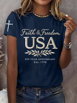 Women's 250th America Anniversary Casual Printed T-Shirt