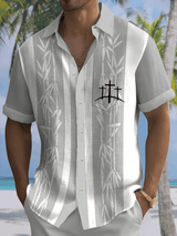 Men's Faith Vacation Floral Print Casual Short Sleeve Shirt (With Pockets)