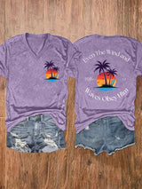 Women's Casual Western Christian Faith Bible Verse Double-Sided Printed V-Neck Short Sleeve T-Shirt