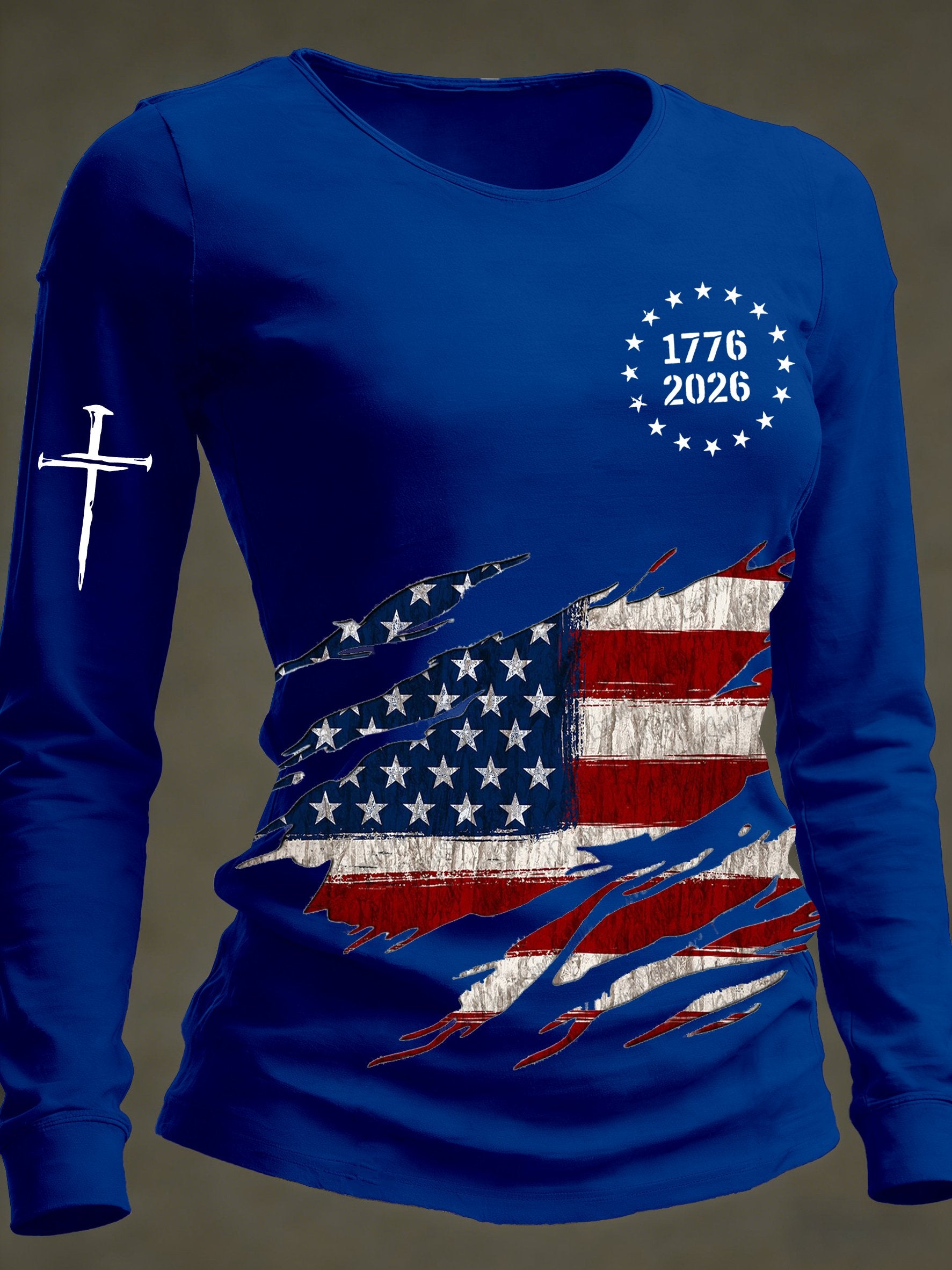 Women's 250th Anniversary National Flag Print Casual Long-Sleeved T-Shirt