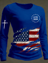 Women's 250th Anniversary National Flag Print Casual Long-Sleeved T-Shirt