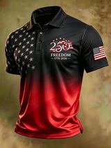 Men's American Flag Print Polo Shirt