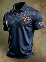 Men's Retro "Patriot" Color-Block Short-Sleeve Polo Shirt