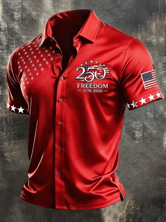 Men's Retro Independence Day Patriot Short-Sleeve Shirt