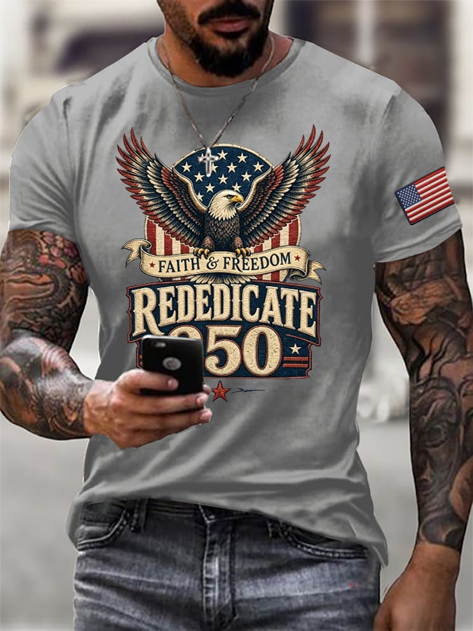 Men's Retro Rededicate 250 One Nation Under God Faith And Freedom Print T-Shirt