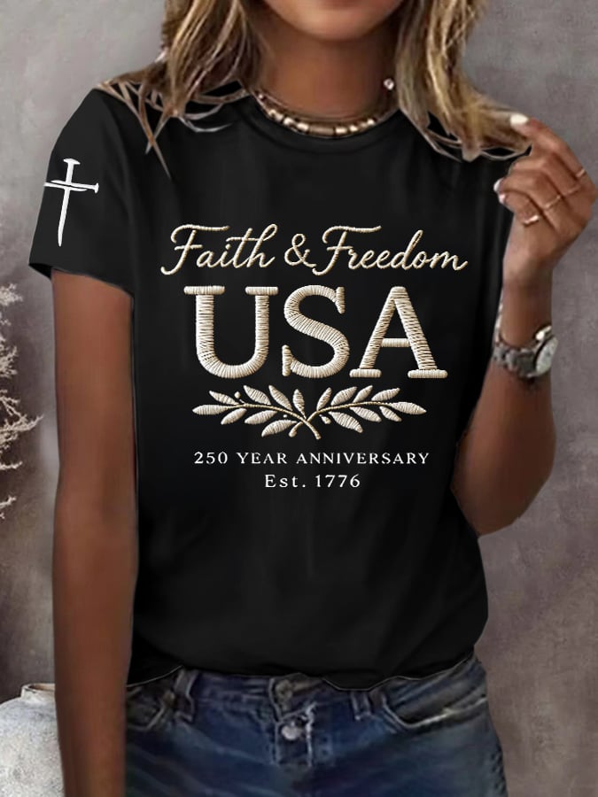Women's 250th America Anniversary Casual Printed T-Shirt