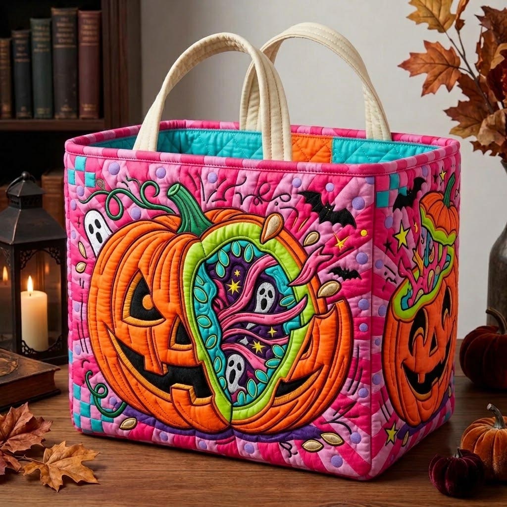 Groovy Pumpkin Quilted Storage Basket GFTOMA13316