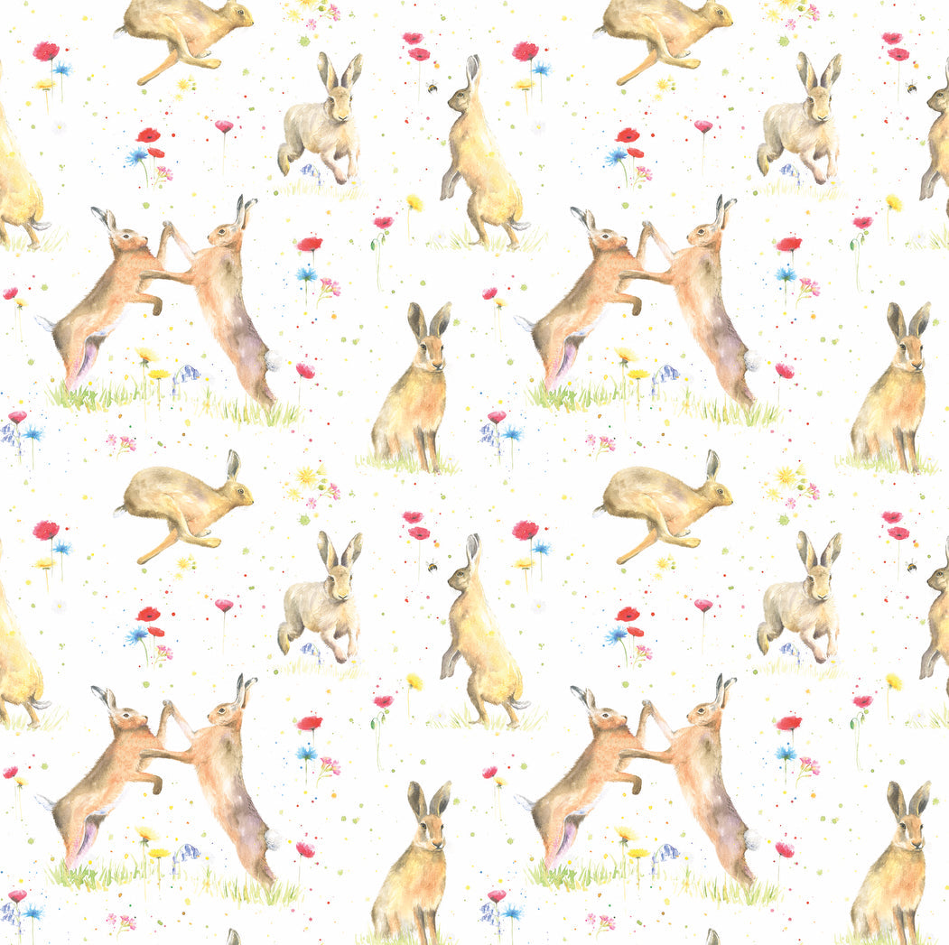 Country Hare and Wild Flowers Gift Wrapping Paper