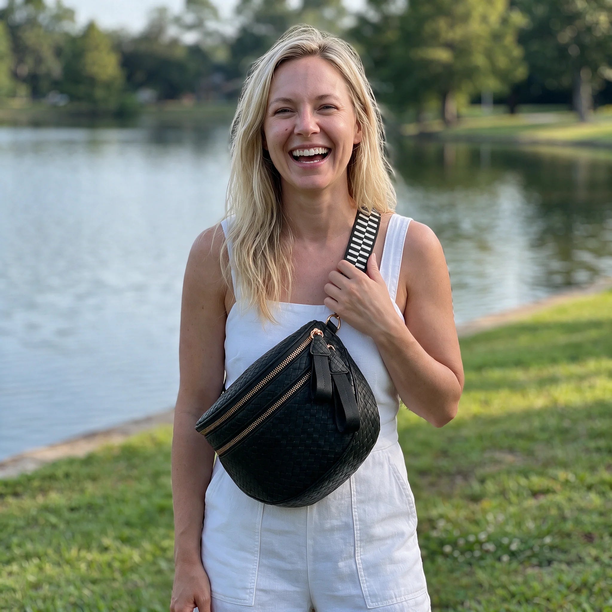 GoFree - Woven Leather Bum Bag