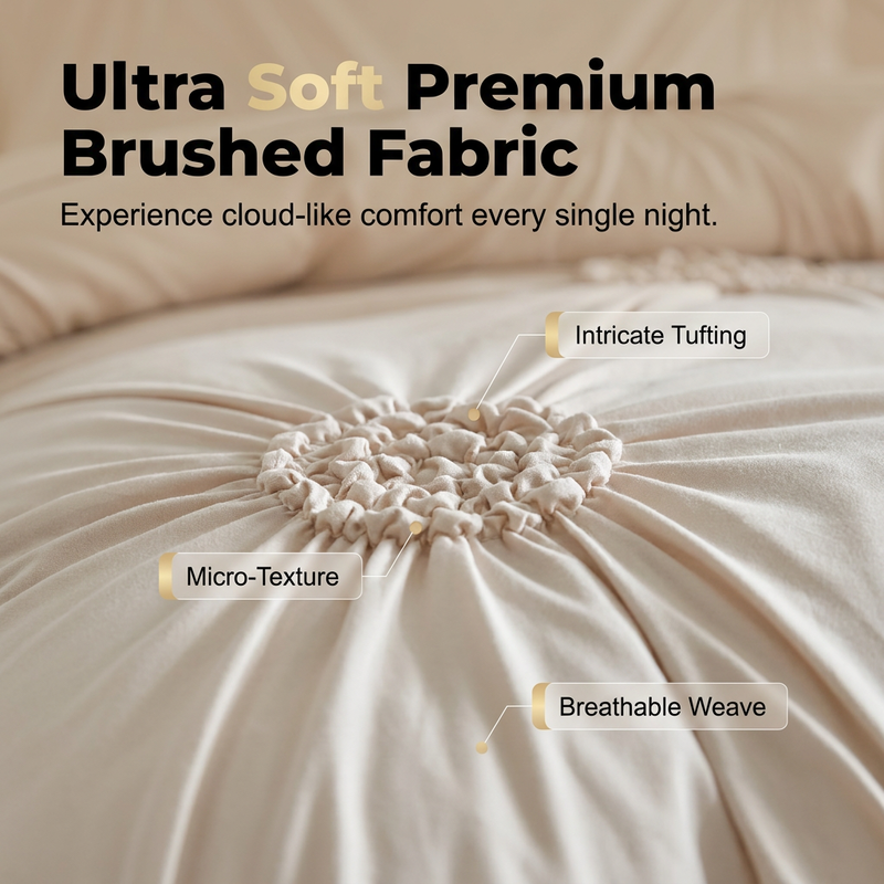 🚚 FREE Shipping! Soft-Touch Pinch Pleat Duvet Cover Set – Elegant Textured Bedding, Wrinkle-Resistant & Easy Care 🛏️